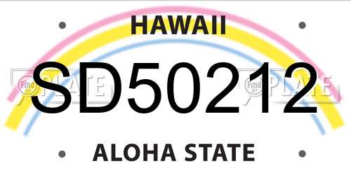 SD50212 Hawaii License Plate