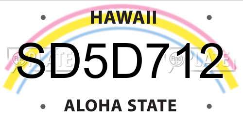 SD5D712 Hawaii License Plate