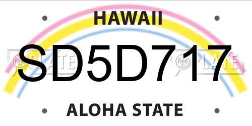 SD5D717 Hawaii License Plate