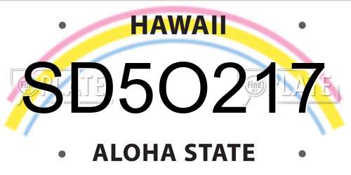 SD5O217 Hawaii License Plate