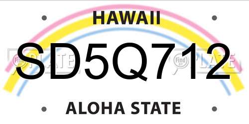 SD5Q712 Hawaii License Plate