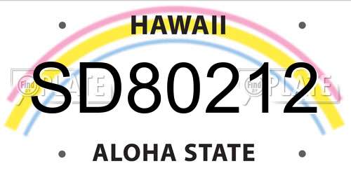 SD80212 Hawaii License Plate