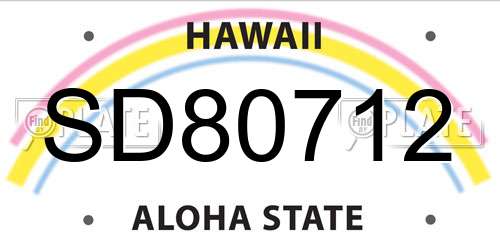 SD80712 Hawaii License Plate