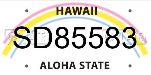 SD85583 Hawaii License Plate