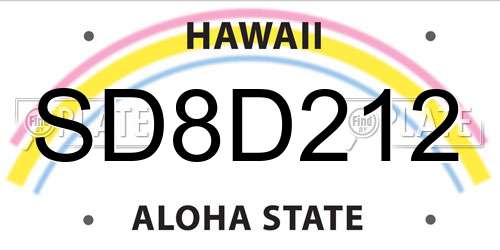 SD8D212 Hawaii License Plate