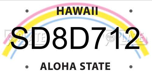 SD8D712 Hawaii License Plate