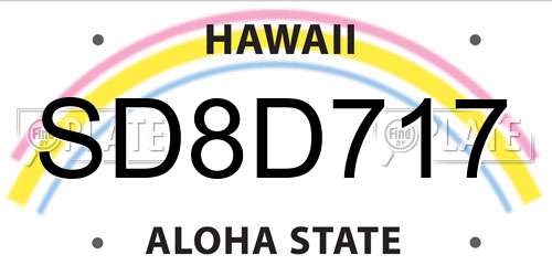 SD8D717 Hawaii License Plate