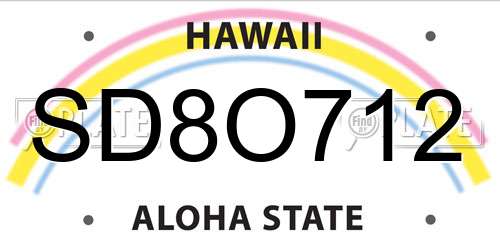 SD8O712 Hawaii License Plate