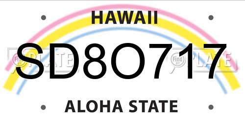 SD8O717 Hawaii License Plate