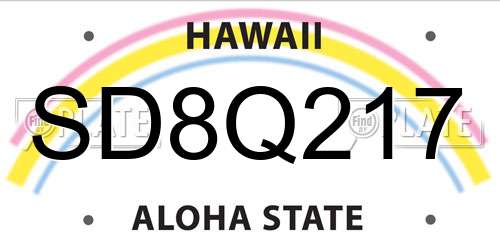 SD8Q217 Hawaii License Plate