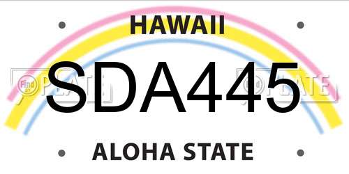 SDA445 Hawaii License Plate