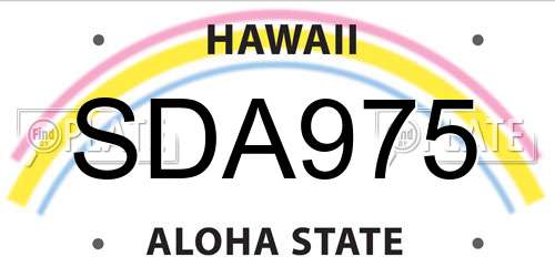 SDA975 Hawaii License Plate