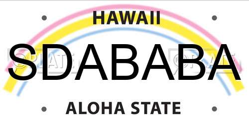 SDABABA Hawaii License Plate