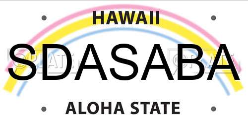 SDASABA Hawaii License Plate