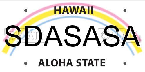 SDASASA Hawaii License Plate