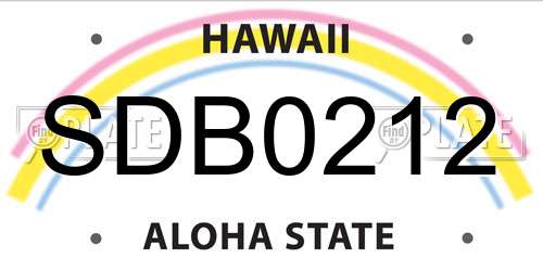 SDB0212 Hawaii License Plate