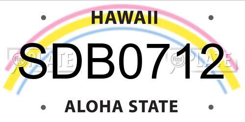 SDB0712 Hawaii License Plate