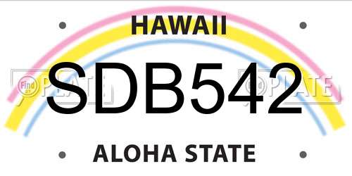 SDB542 Hawaii License Plate