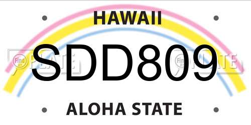 SDD809 Hawaii License Plate
