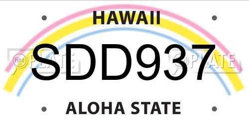 SDD937 Hawaii License Plate