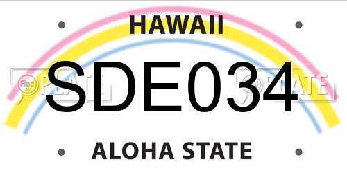 SDE034 Hawaii License Plate