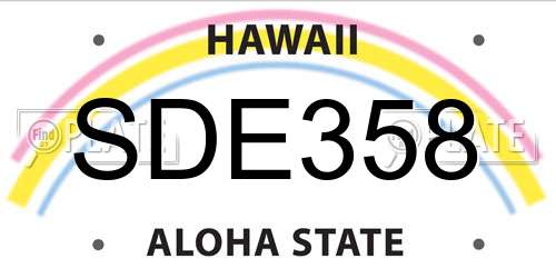 SDE358 Hawaii License Plate