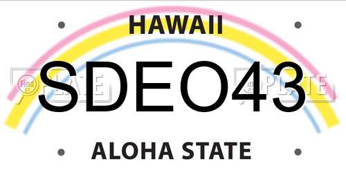 SDEO43 Hawaii License Plate