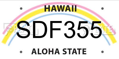 SDF355 Hawaii License Plate
