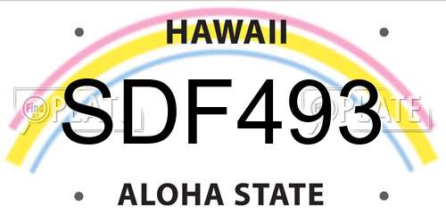 SDF493 Hawaii License Plate