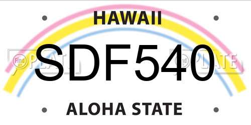 SDF540 Hawaii License Plate