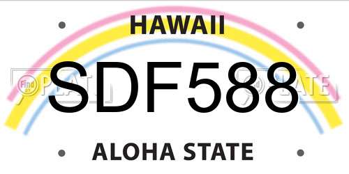 SDF588 Hawaii License Plate