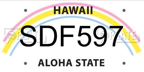 SDF597 Hawaii License Plate