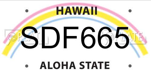 SDF665 Hawaii License Plate