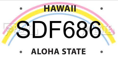SDF686 Hawaii License Plate
