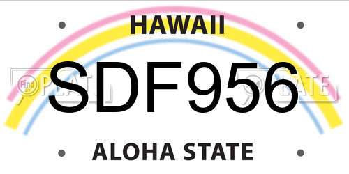 SDF956 Hawaii License Plate