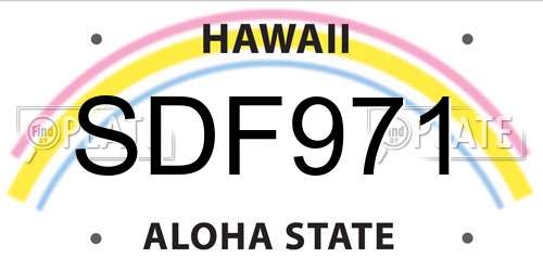 SDF971 Hawaii License Plate