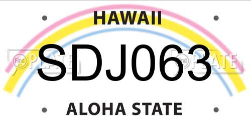 SDJ063 Hawaii License Plate