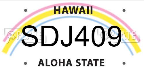 SDJ409 Hawaii License Plate