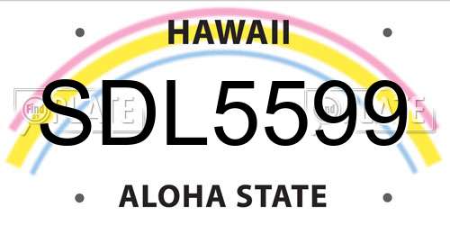 SDL5599 Hawaii License Plate