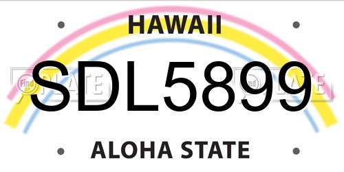 SDL5899 Hawaii License Plate