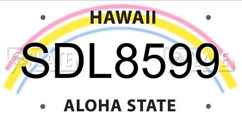SDL8599 Hawaii License Plate