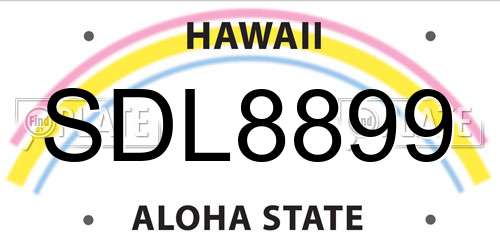 SDL8899 Hawaii License Plate