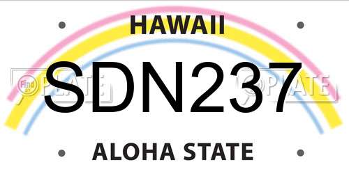 SDN237 Hawaii License Plate