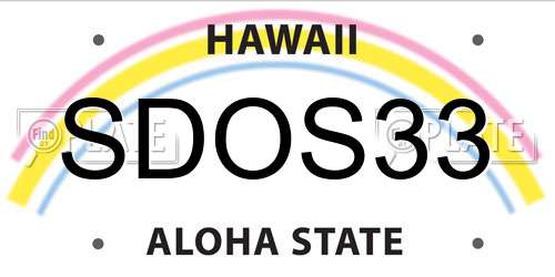SDOS33 Hawaii License Plate