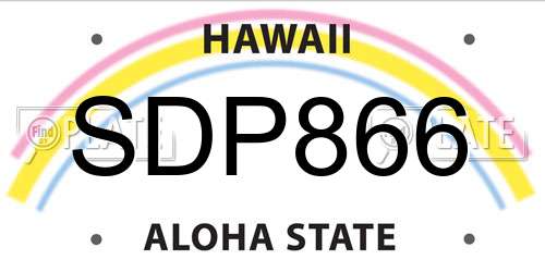 SDP866 Hawaii License Plate