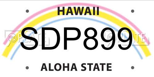 SDP899 Hawaii License Plate