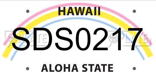 SDS0217 Hawaii License Plate