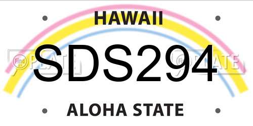 SDS294 Hawaii License Plate