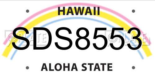 SDS8553 Hawaii License Plate