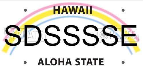 SDSSSSE Hawaii License Plate